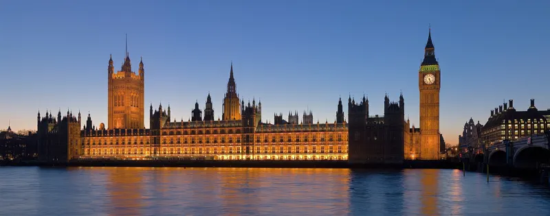 The Houses of Parliament and Elizabeth Tower seen across the Thames